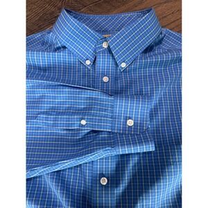 Roundtree & Yorke Gold Label Mens 2XT Blue Check Non-Iron Button Down Shirt